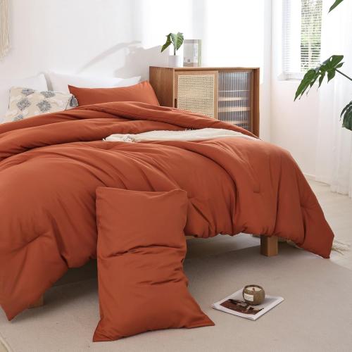 Queen Comforter Set Burnt Orange 68x88