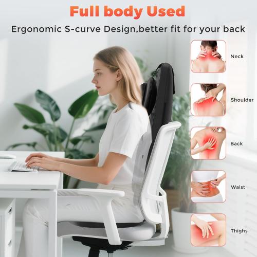 belhope Shiatsu Neck and Back Massager with Heat, 4D Kneading Back Massager for Pain Relief Deep Tissue, Comfortable Back Massage for Chair, Massage Mat for Office Home, Gifts for Mother Men Women