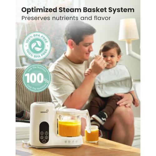 Grownsy Baby Food Maker, Steamer & Blender Baby Food Processor, White