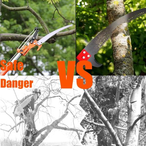 Manual Pole Saw, Pole Saws for Tree Trimming,2.7ft-14.7ft,Tree Pruner Extendable, Manual Pole Cutter for Yard Garden Patios Trees Branches Cutting
