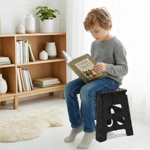 ACKO 13 Inch Folding Step Stool, Holds 300 lb for Adults and Kids, Black