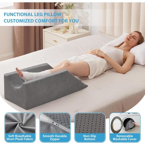 Leg Pillow Elevation Blood Circulation, Wedge Pillow for Legs Swelling, Knee Pillow Wedge Post Surgery, Leg Elevation Pillows for After Surgery, Memory Foam Foot Leg Elevating Pillow, Grey