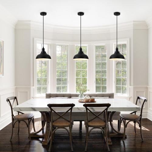 2 Pack Farmhouse Pendant Light Black Pendant Lights Kitchen Island Industrial Adjustable Hanging Barn Lamp Pendant Lighting Over Island Sink Light Fixtures