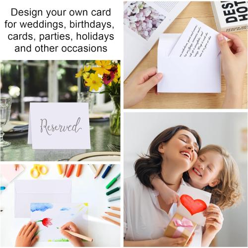 Blank Cards and Envelopes 4x6, 30 Pack White Invitation Cardstock with 30 Pack Envelopes, Thank you Blank Greeting Cards, for All Occasions DIY, Print custom