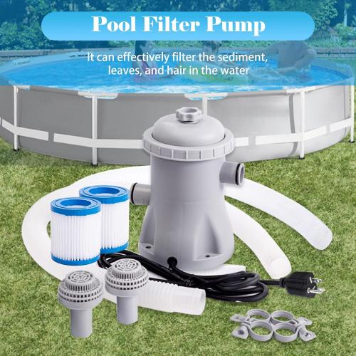 Matybobe Above Ground Pool Filter Pump 330 GPH, Electric, Grey, ABS, Easy to Clean, Suitable for Small Pools & Fish Ponds
