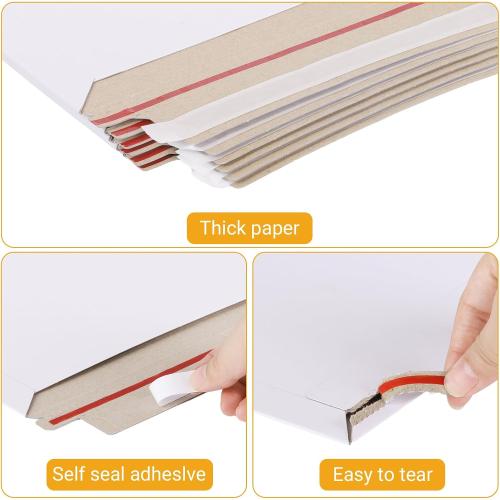 340 Pack 13x18 inch Large Rigid Mailer Self Seal Photo Document Mailers, Stay Flat White Cardboard Envelopes White Photography Mailers for CD, Photos, Document
