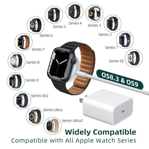 Vertebraid Fast Charging USB C Watch Charger Cord Compatible for Apple Watch, Magnetic Charging Cable Compatible for Series 11/10/9/8/7/Ultra/Ultra2/SE3/SE2/6/5/4/3/2/1/SE1, Type C Cord, 4.9ft
