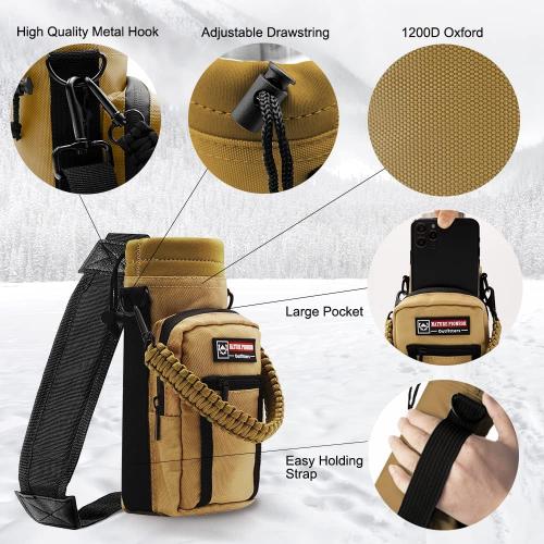 NATURE PIONEOR Water Bottle Holder with Strap 25 32 40 64 oz Insulated Water Bottle Carrier Sling Sleeve for Hiking,Outdoor Camping,Gym