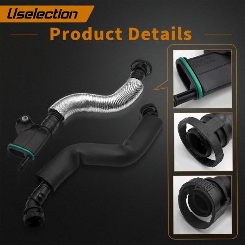06H103495AB PCV Valve Engine Crankcase Vent Oil Separator Breather Hose 3-Piece Compatible for Audi A3 A4 A5 Q5 TT VW Beetle CC Jetta Passat Tiguan 1.8 2.0 TSI 06H103495B 06H103495A 06H103495AH