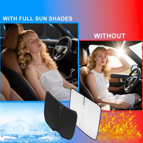KMF 7pcs Thicken Full Window Sun Shades for Tesla Model 3 Accessories 2020-2024, Car Window Covers Sunshade for Windshield Side, UV Block Visor and Privacy Blackout for Camping Outdoor