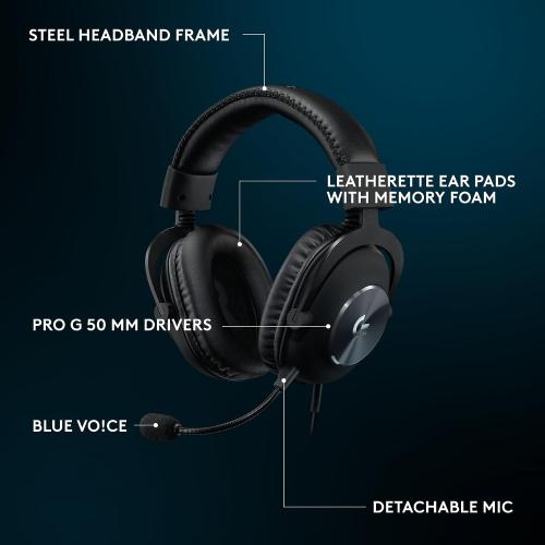 Logitech G Pro X SE Wired Gaming Headset with Microphone: Detachable Mic, DTS Headphone:X 7.1, Memory Foam Ear Pads, 50 mm Drivers, USB DAC Incl. - Black