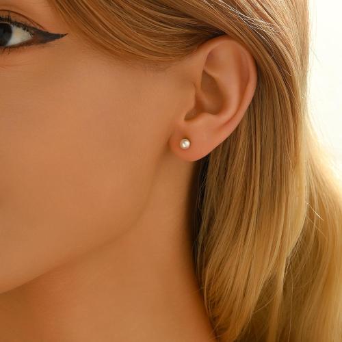 Pearl Stud Earrings for Women Gold/Silver Plated 3mm 4mm 5mm 6mm 8mm Pearl Earrings Dainty Hypoallergenic Earrings