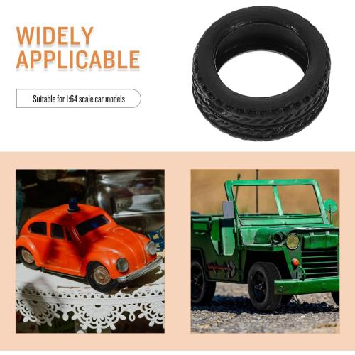 8pcs 1:64 Scale Rc Car Rubber Tire, Replacement Tires for Miniature Cars, Easy to Install, Black, 0.43 * 0.43 * 0.19inch, for DIY Model Car Accessories