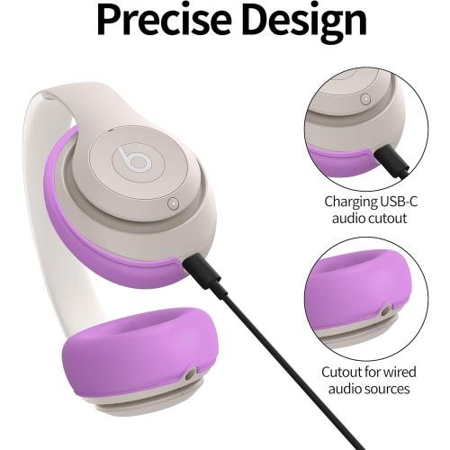 Silicone Case Compatible with Studio Pro, Silicone Ear Pads Cover Protector Headband Cover, Anti-Scratch, Washable Protective Cover for Studio Pro Ear Pads - Purple
