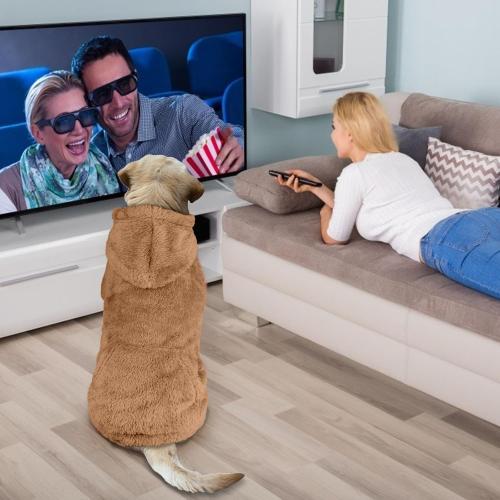 Dog Sweater,Dog Hoodies,Warm Fuzzy Fleece Sweatshirt with Hood & Pocket,Leash Hole,Cozy Cold Weather Pet Clothes Pet Sweater for Small,Medium,and Large Dogs(Coffee,XL)