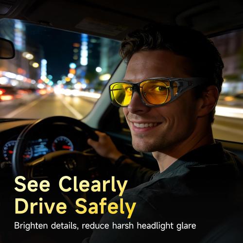 Night Driving Glasses Night Vision Glasses Fit Over Glasses Polarized Anti-Glare UV400 Gift for Men Women
