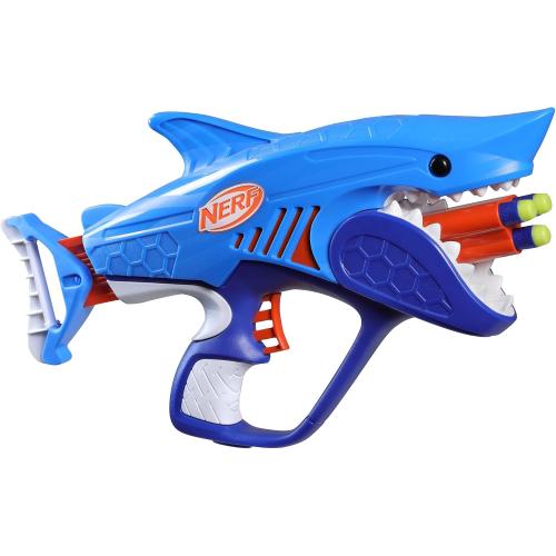 NERF Junior Wild Sharkfire, Easy Play Dart Blaster, 8 Nerf Elite Darts, Nerf Blaster Shark Toys for 6 Year Old Boys & Girls & Up, Outdoor Toys