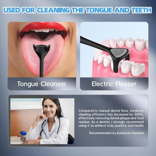 Voraiya Electric Flosser for Teeth Electric Flosser Dental Floss 3 Modes   50 Replacement Heads Rechargable Ultrasonic Power Flossing for Teeth Adults & Kids