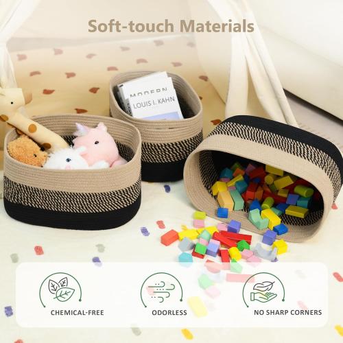 ECDYQXVU 15x10x9 Inch Woven Cotton Rope Storage Basket, 2 Pack