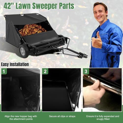 Upgraded 48388 Hopper Bag Assembly, Lawn Bag Fit for agri-Fab 42 Tow Lawn Sweeper Parts, Leaf Sweeper Bag Replacement for 45-0320 Lawn Sweeper