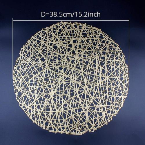 4 pack .....Gold Round Placemats for Dinner Table Set of 4Metallic Hollow Out Line Circle Table Mats Vinyl Place Mats for Dinning Decor Wedding Accent Centerpiece