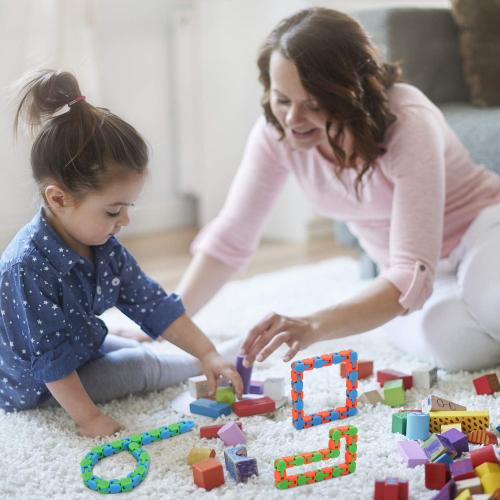 6 Pack 24 Links Wacky Tracks Snap and Click Fidget Toys, Finger Sensory Toys, Snake Puzzles for Stress Relief, Party Bag Fillers, Party Favours, Random Color