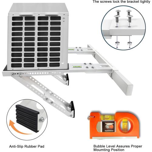 Universal Window Air Conditioner Support Bracket, No Drilling Heavy-Duty AC Window Bracket Supports Up to 200lbs for 5,000-24,000 BTU AC Units, Fits Single or Double Hung Windows