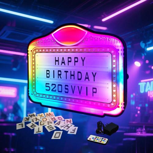 GLITCHCORE LED Bottle Service Sign - Acrylic VIP Club Light Lightweight Handheld for bottle girl sign with Interchangeable Letters Numbers (4 set Letters 2set Numbers) Suitable for bar parties