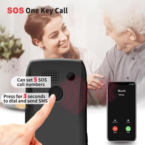 4G Big Button Cell Phone for Seniors丨VoLTE Unlocked Phones with SOS Button丨Hands-free丨Talking Numbers丨Charging Station丨Easy-to-Use Dumb Phone丨Large Font丨Speed Dial丨Bluetooth丨FM丨1800mAh - Black