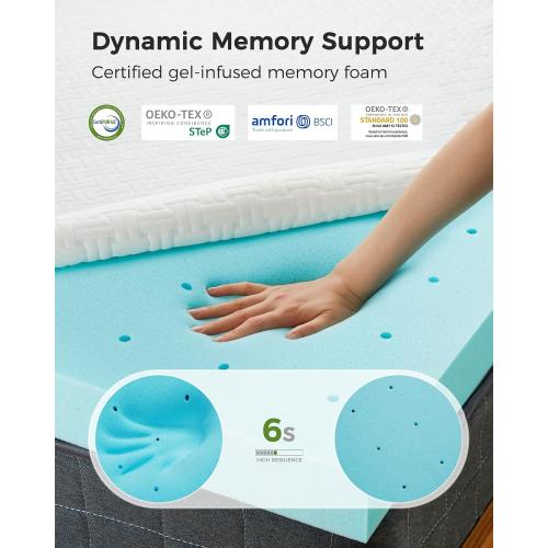 PERLECARE King Mattress Topper - 3 Inch Cooling Memory Foam Mattress Pad Made with CertiPUR-US® Certified Foam, Bed Topper with Bamboo Cover,Removable & Washable & Non-Slip