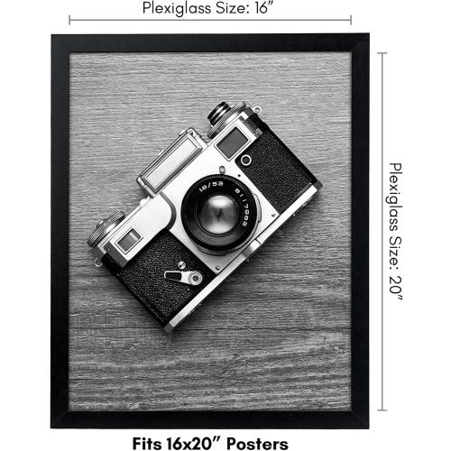 Americanflat 16x20 Picture Frame with Polished Plexiglass - Black Picture Frame - Wide Photo Frames Made of Engineered Wood for Vertical or Horizontal Wall Display - Epic Collection - Black (4-pack)