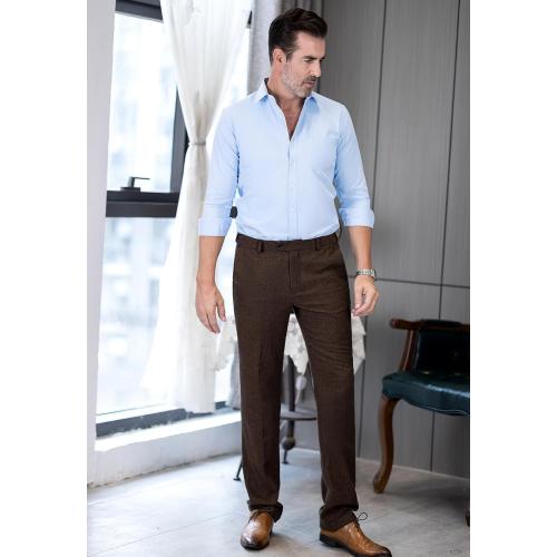 Size 30  Men's Tweed Pants Herringbone Thick Wool Pleated Front Dress Suit Vintage Trousers