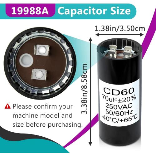 19988A Start Capacitor Compatible wit Genie 1/2HP Openers – 70 MFD 220V Garage Door Opener Starting Capacitor Replacement (Compatible with Genie 19988 & X-19988-A, Not for Running Capacitors, 60Hz AC)