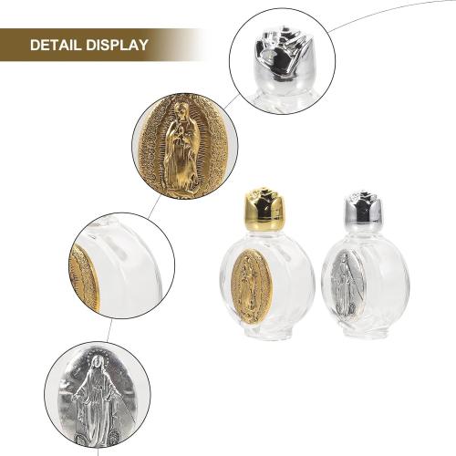 VILLCASE 2pcs Glass Holy Water Bottle, Decorative Bottles Holy Water Container, Religious Empty Oil Containers for Catholic Christian Party Church