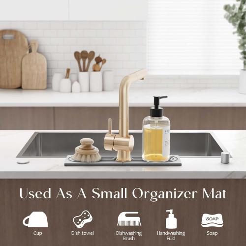 Eormoe Kitchen Sink Faucet Mat - 15.7in Diatomite Sink Protectors for Kitchen Sink, Stone Sink Splash Guard for Kitchen Counter Sink Accessories (Grey, 15.7'' x 3.9'')