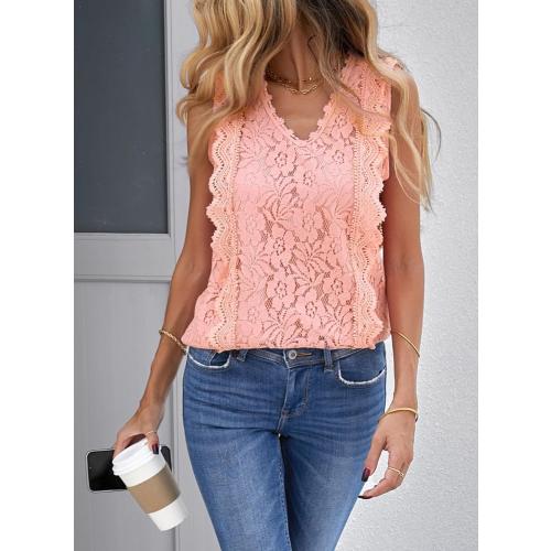 Size S Melliflo Womens Guipure Lace Crochet V Neck Tank Top 2024 New Fshion Casual Summer Tops