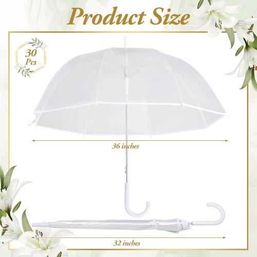 Aodaer 30 Pcs Clear Wedding Umbrellas Bulk, 36 Inch Transparent Bubble Umbrella with Storage Box Large Dome Windproof Stick Umbrellas for Rain Wedding Bridal Party Supplies Photography Props