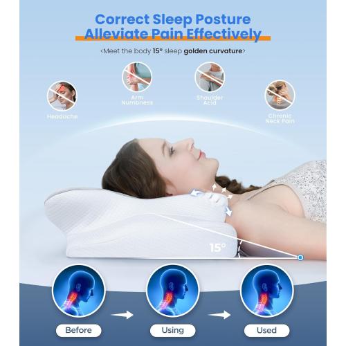 Ultra Pain Relief Cooling Pillow for Neck Support, Adjustable Cervical Pillow Cozy Sleeping, Odorless Ergonomic Contour Memory Foam Pillows, Orthopedic Bed Pillow for Side Back Stomach Sleeper
