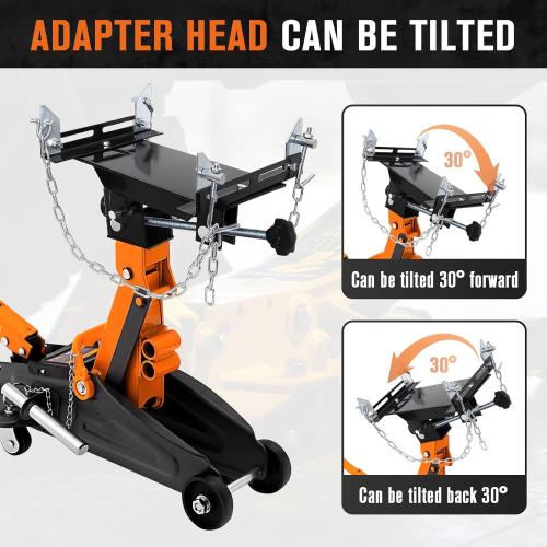 Transmission Jack Adapter for Cars&Trucks,1100 lbs/0.5 Ton Capacity Gearbox Removal Tool,Fits Hydraulic Floor Jack Conversion,Double Safety Chains for Passenger Cars,Light-Duty Truck Transmissions
