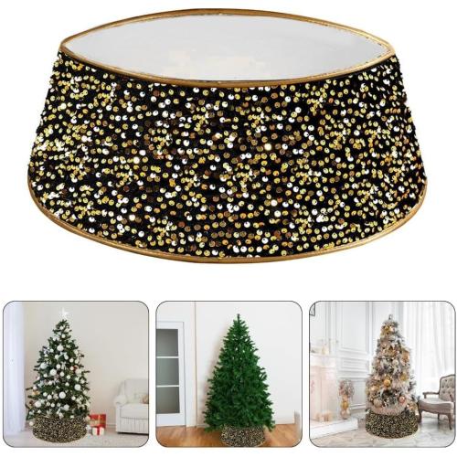 Beautiful Festival Tree Base Cover in Sequined Front for Christmas Decoration