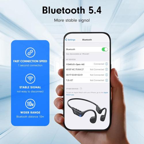 Bone Conduction Headphones,Open Ear Headphones,Wireless Headphones with Mic,Bluetooth 5.4,10H Playtime & IPX5 Waterproof,Sports Headphone for Running & Outdoor