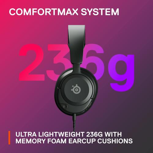SteelSeries 61606 Arctis Nova 1 Gaming Headphones, Wired, Sealed Type, Compatible with PC, PS5, PS4, Switch, Bi-Directional Microphone, Noise Canceling, Space Audio, Hi-Fi Sound, Adjustable, Black