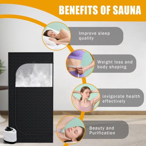 Nirvix Sauna Box, Portable Steam Sauna for Home with 1000W 3L Steamer, 9-Level Temperature Control & Remote, with Foldable Chair, for Relaxation, Detox & Indoor/Outdoor Use (2.6' x 2.6' x 5.9')