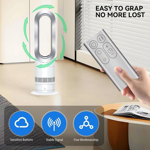 Replacement Remote Control Fit for Dyson TP00 TP01 AM11 Pure Cool Purifier Tower Fan (Silver Color with Battery)