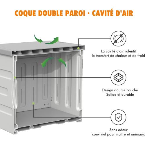 Outdoor Feral Cat House Weatherproof with Cushion (Grey and White) | Heavy-duty Plastic,Elevated Stackable Structure,Insulated Outdoor Cat Shelter,All-season Indoor Use,Ideal for Yard,Porch Barn