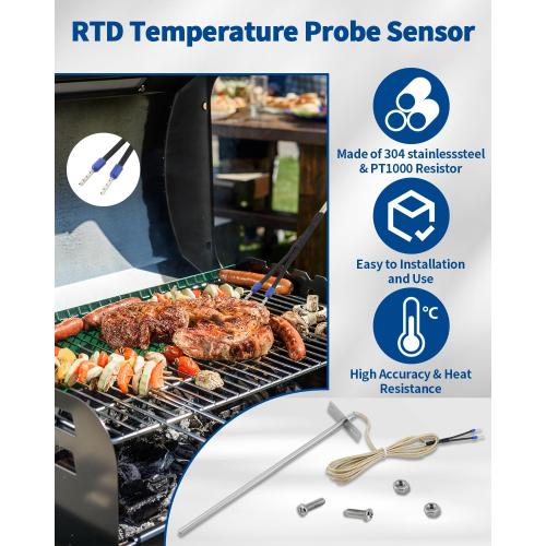 7 RTD Temperature Probe Sensor, 304 Stainless Steel Replacement for Traeger Grill Probe, PT1000 Internal Ambient Probe with 47 Cable, Compatible with Traeger and Z-Grill Pellet Grills