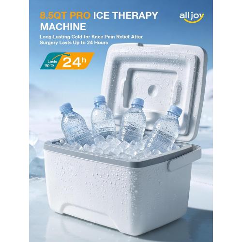 ALLJOY Cold Therapy Machine with 3 Programmable Timer 5-95min | 5 Adjustable Flow & <15db Ultra Quiet Knee Ice Machine for Recovery After Surgery, 8.5QT Portable Cryo Pain Relief System