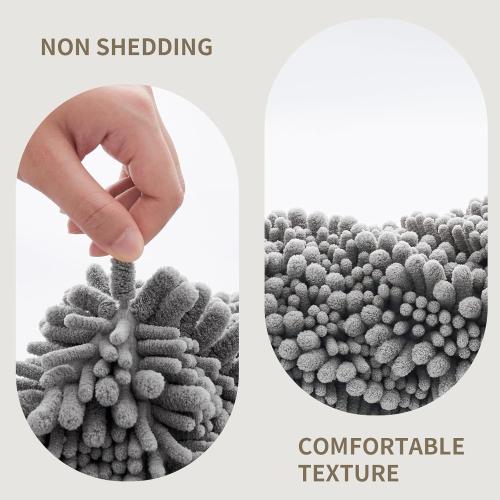 Bathroom Rugs Non Slip Washable, Extra Thick Soft Chenille Absorbent Bath Mat, High Density Barrier Non Slip Backing, Quick Dry Plush Shaggy Floor Carpet for Tub&Shower , Grey