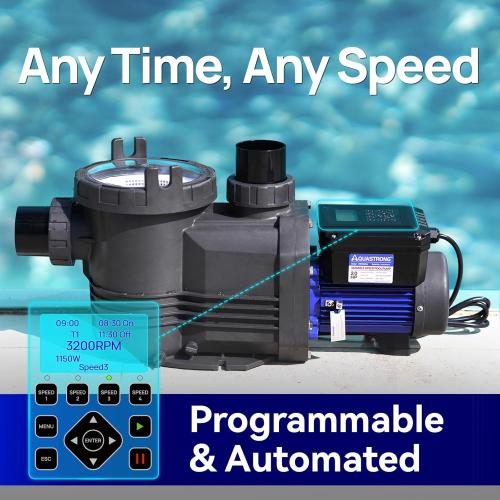 Aquastrong Variable Speed Pool Pump, 2 HP, 220V, 10566GPH, In/Above Pool Pump, Energy Efficient, High Flow, Powerful Self Primming Swimming Pool Pumps with Filter Basket‼️missing pieces‼️