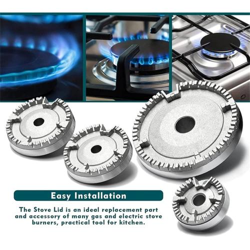 8 PCS Gas Stove Burner Caps Set, Universal Replacement for Most Gas Stoves 1 Large, 1 Small, 2 Middle Sizes Durable Flame Crown Covers for Oven Hobs